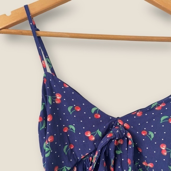 LUCCA Ruffle Front Tie Cut Out Cherry Print Dress - Picture 7 of 10